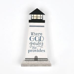 Tabletop Decor-Shape-Where God Guides He Provides (2.75 x 5.25)