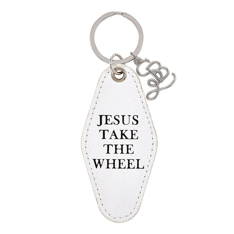 Key Tag-Motel Style-Jesus Take The Wheel (1" x 1")