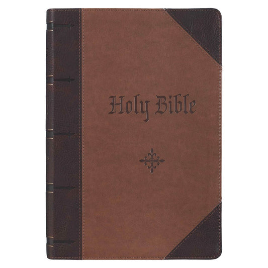 KJV Giant Print Bible (Full-Size)-Dark Brown/Brown Faux Leather Indexed