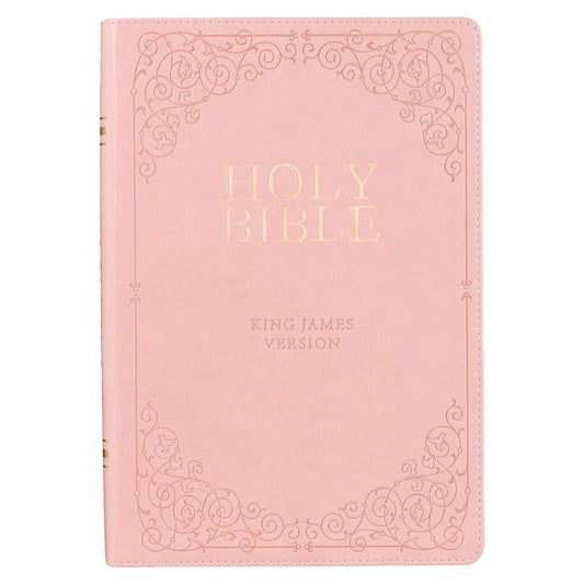 KJV Giant Print Bible (Full-Size)-Pink Faux Leather Indexed