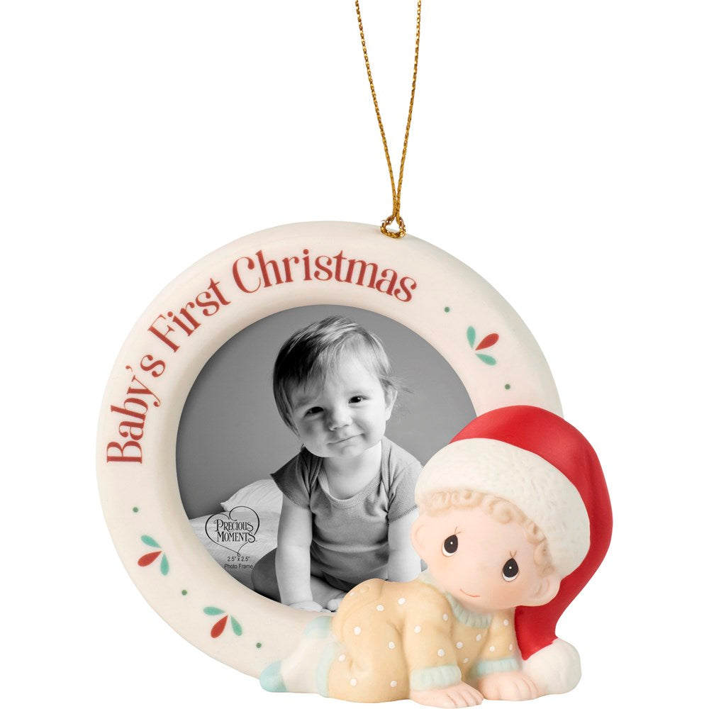 Ornament-Baby's First Christmas w/Frame (Light Skin) (4")