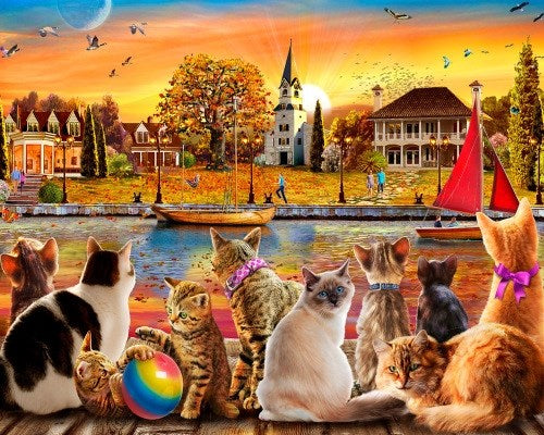 Jigsaw Puzzle-Dockside Cats (1000 Pieces)