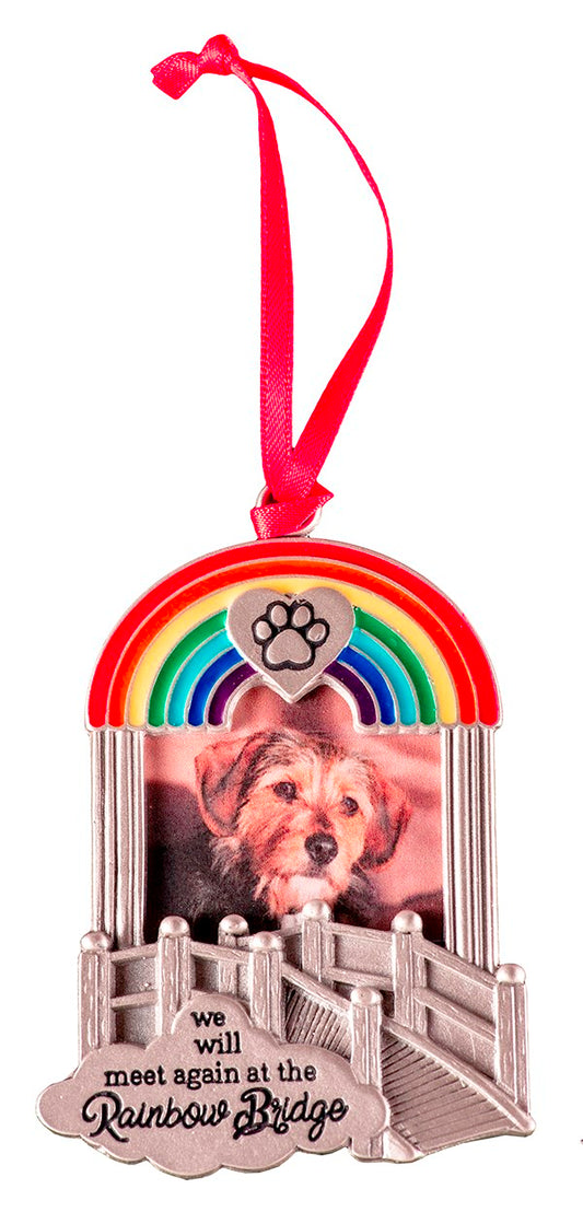 Ornament-Pet Memorial-Rainbow Bridge (Holds 1.5 x 1.25 Photo)