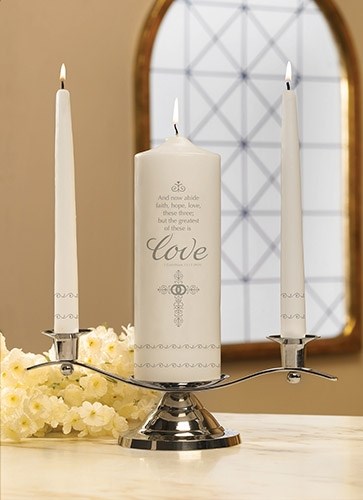 Candle-Wedding-Unity Set-Faith Hope And Love-Silver