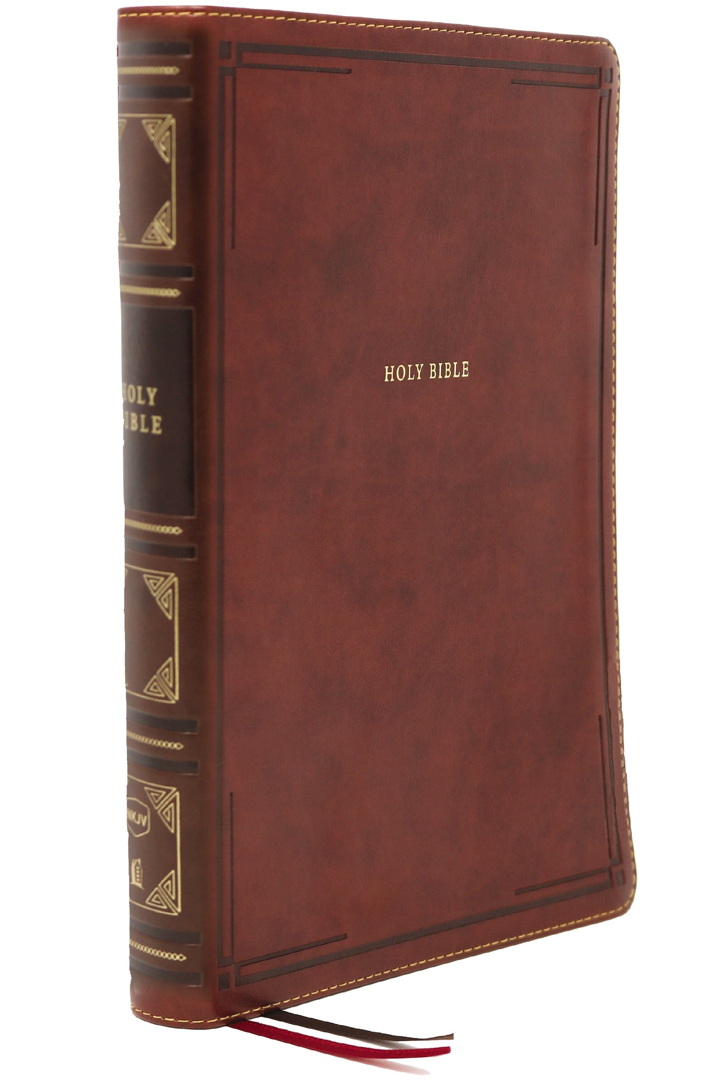 NKJV Large Print Thinline Bible (Comfort Print)-Brown Leathersoft Indexed