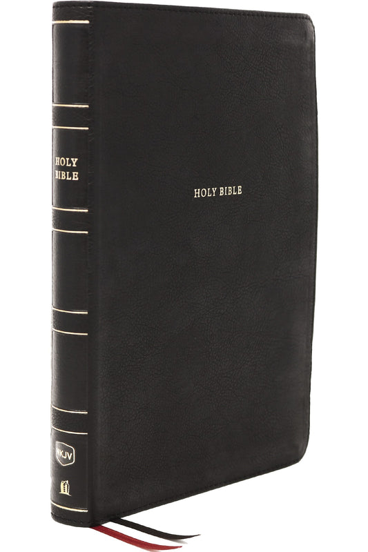 NKJV Large Print Thinline Reference Bible (Comfort Print)-Black Leathersoft