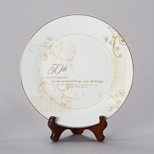 Plate-50th Anniversary w/Stand (9") (2 Pieces)