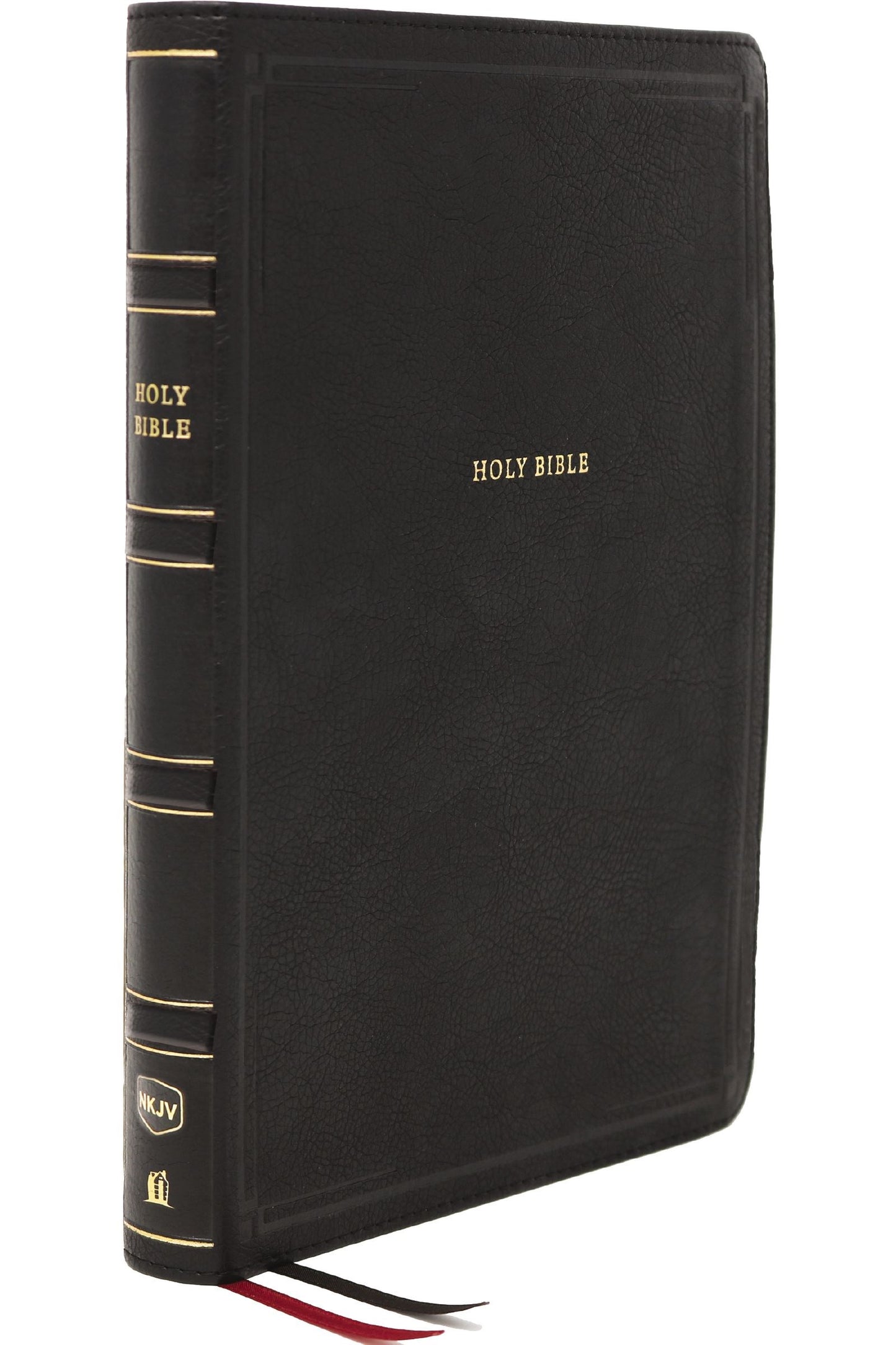 NKJV Center-Column Giant Print Deluxe Reference Bible (Comfort Print)-Black Leathersoft