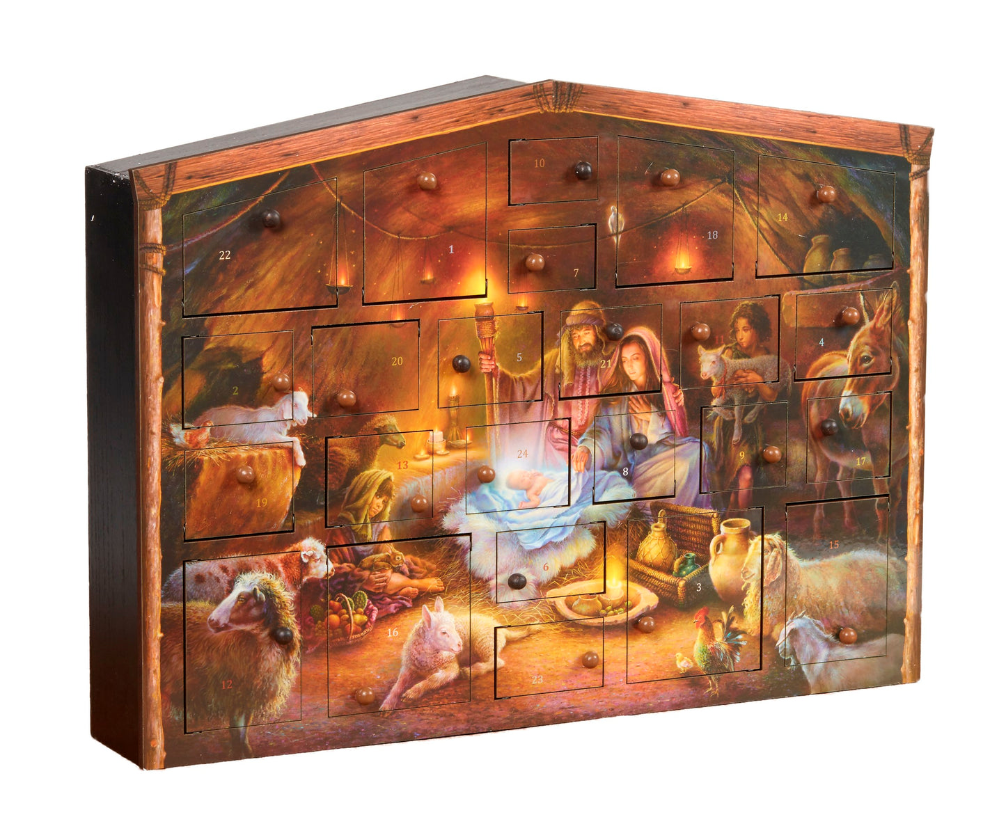 Wooden Advent Calendar-Nativity (19 1/2" x 14 1/4" x 3 1/4")