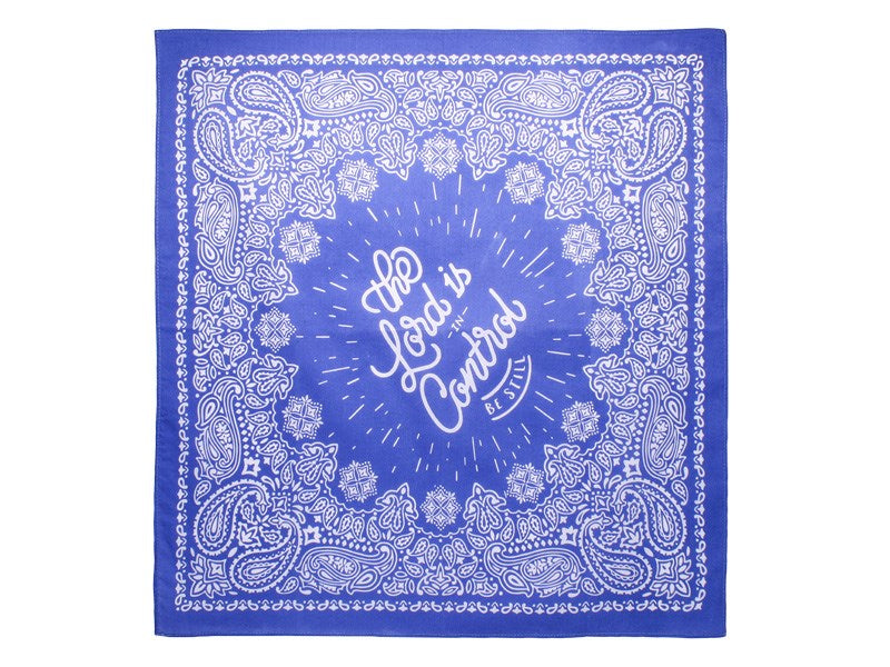 Bandana-The Lord Is In Control-Blue Cotton (22" x 22")