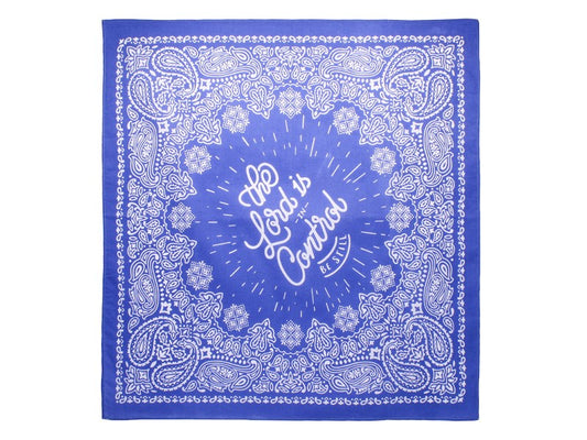 Bandana-The Lord Is In Control-Blue Cotton (22" x 22")