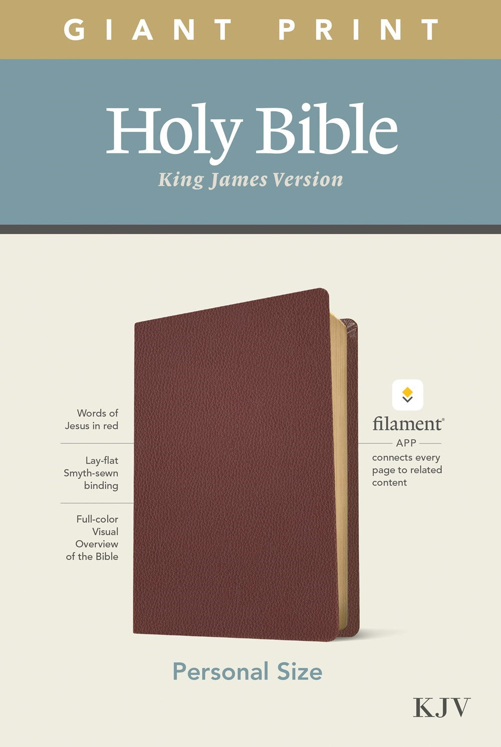 KJV Personal Size Giant Print Bible/Filament Enabled-Burgundy Genuine Leather