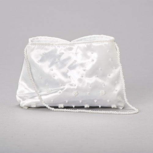 Beaded Communion Purse-Satin w/Pearl Handle (5" x 7")