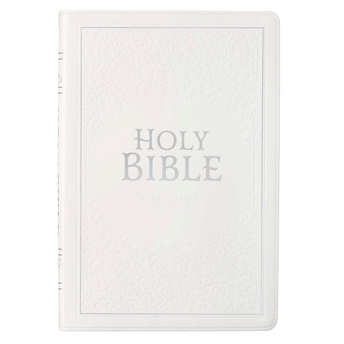 KJV Large Print Thinline Bible-White Faux Leather Indexed