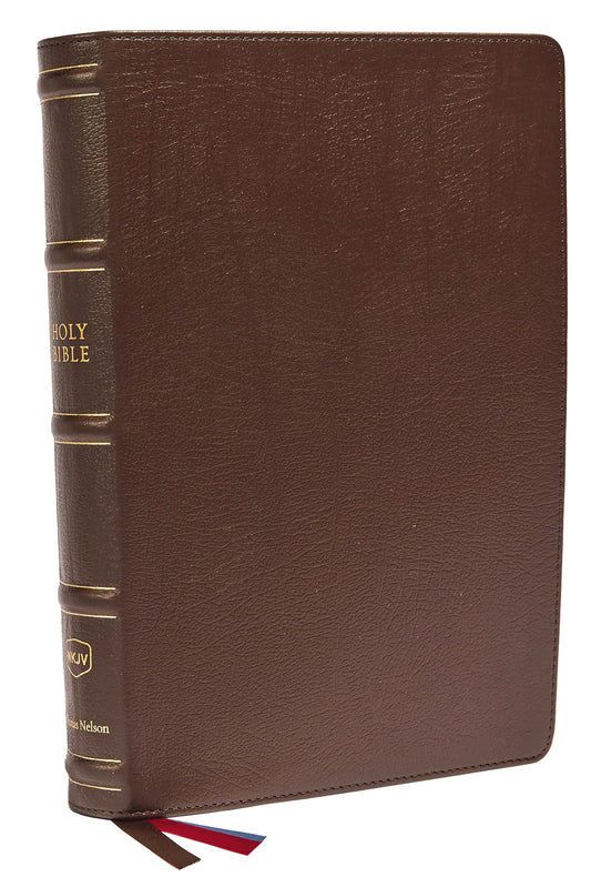 NKJV Verse-By-Verse Reference Bible/Large Print (Comfort Print)-Brown Genuine Leather