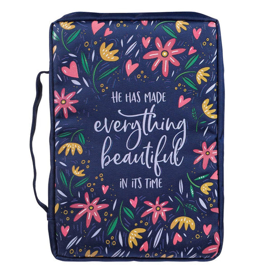 Bible Cover-Value-Everything Beautiful Ecclesiastes 3:11-Navy-LRG