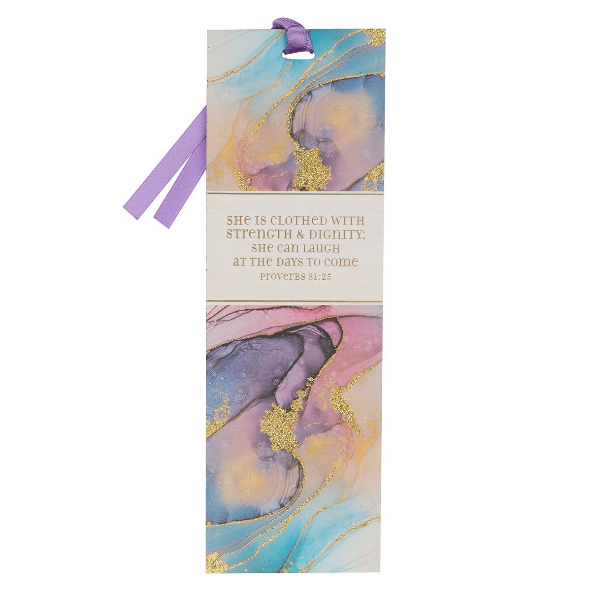 Bookmark-Purple Marble Proverbs 31:25