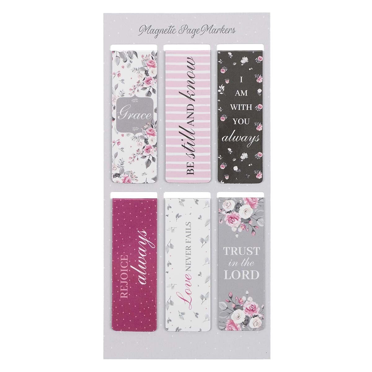 Magnetic Pagemarker Set Pink Roses (Set Of 6)