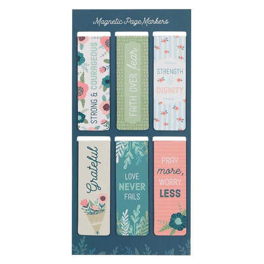 Magnetic Pagemarker Set Floral Garden (Set Of 6)