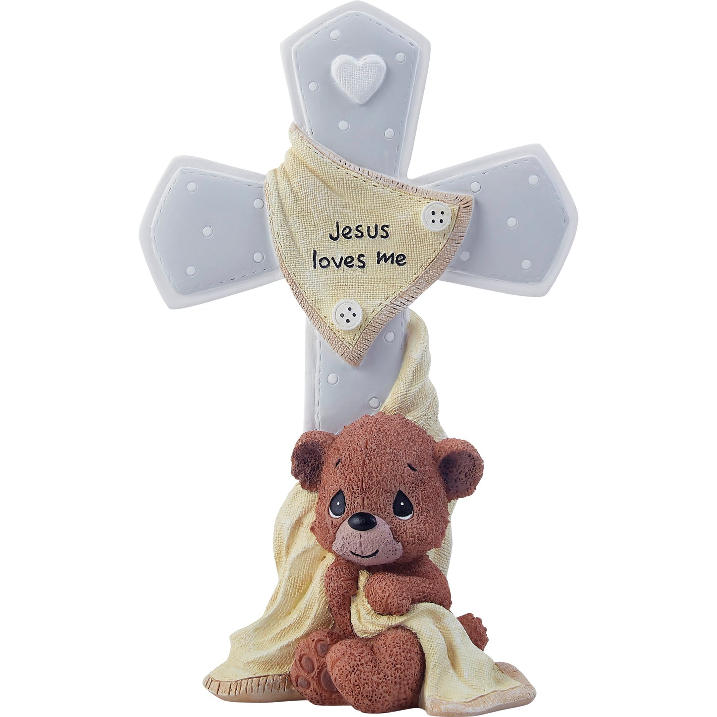 Cross Figurine-Jesus Loves Me w/Bear-Grey