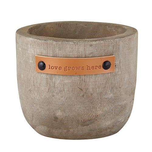 Wood Planter-Love Grows Here-Gray (5.5" x 5")