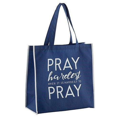 Tote Bag-Nylon-Pray Hardest (13"SQ w/6" Gusset)