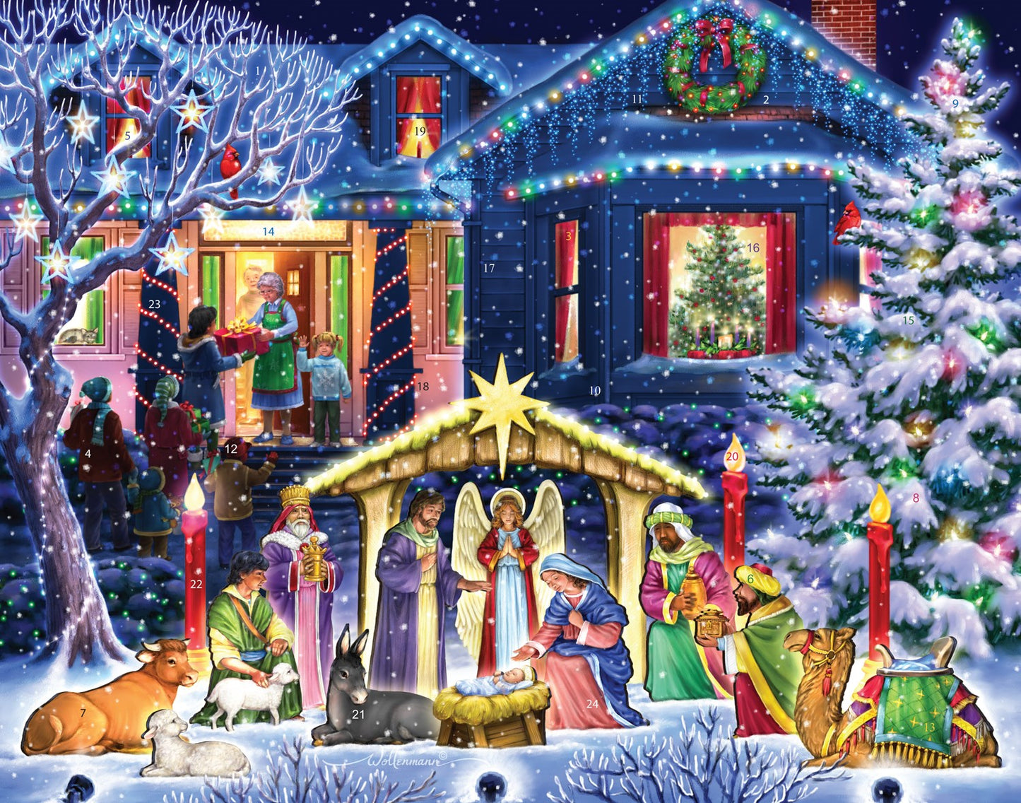 Large Advent Calendar-Nighttime Nativity (11 x 14)