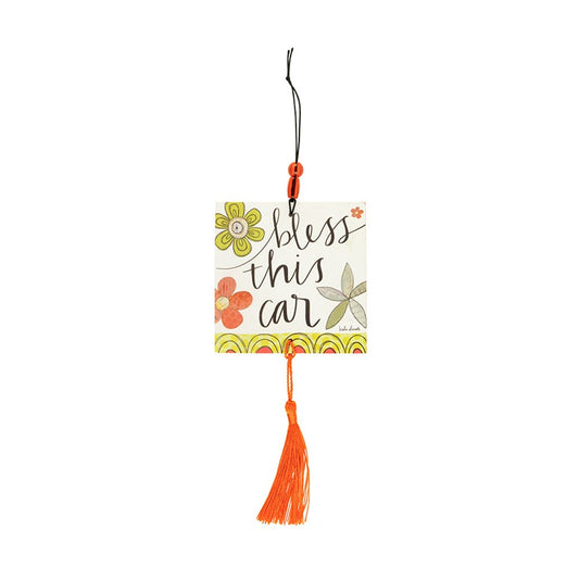 Car Air Freshener-Bless This Car w/Beads & Tassel/Ice Fresh (Set Of 2)