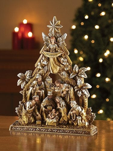 Metallic Nativity Figurine-Gift Boxed (8" x 2" x 10.5")