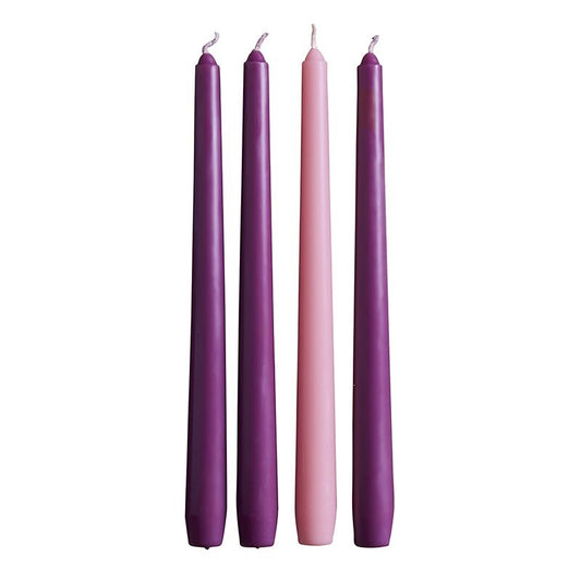 Advent Taper Candle Set (10"H) (Set Of 3 Purple/1 Pink)