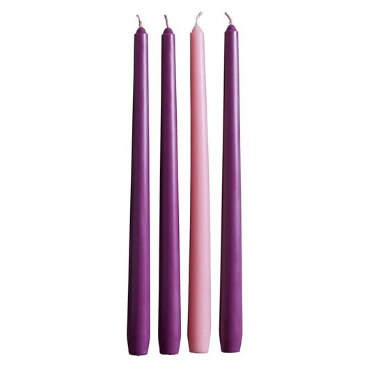 Advent Taper Candle Set (12"H) (Set Of 3 Purple/1 Pink)