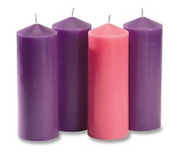 Advent Pillar Candle Set (8"H x 3"D) (Set Of 3 Purple/1 Pink)