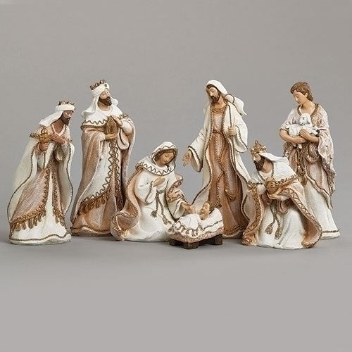 Nativity Set-7 Piece w/Gold Rope Design (8.5")