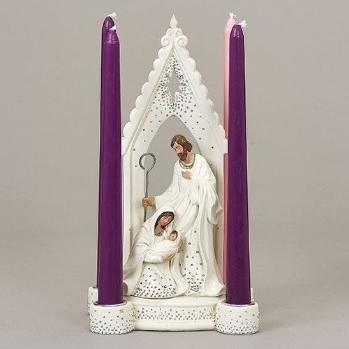 Advent Candleholder-Holy Family/Silver Dot (10.75"H)