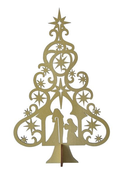 Nativity Tree-Gold (9.7/8 x 3 3/8 x 15 3/4)