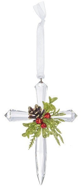 Ornament-Mini Mistletoe Cross (4 1/2")