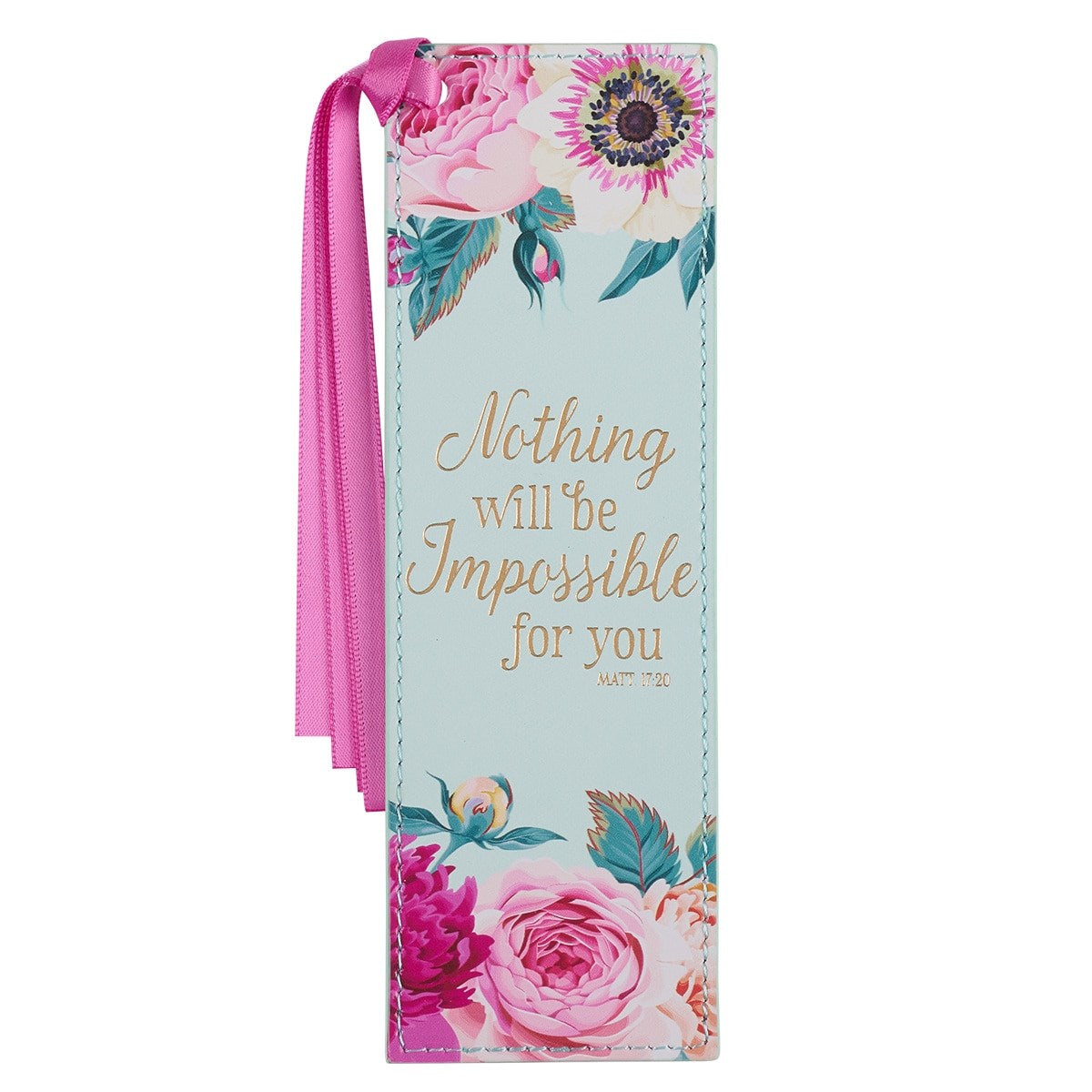 Bookmark-Pagemarker-Nothing Will Be Impossible For You-Luxleather-Mint Floral