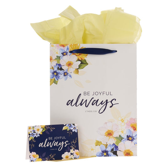 Gift Bag Large Be Joyful Always w/Card & Tissue