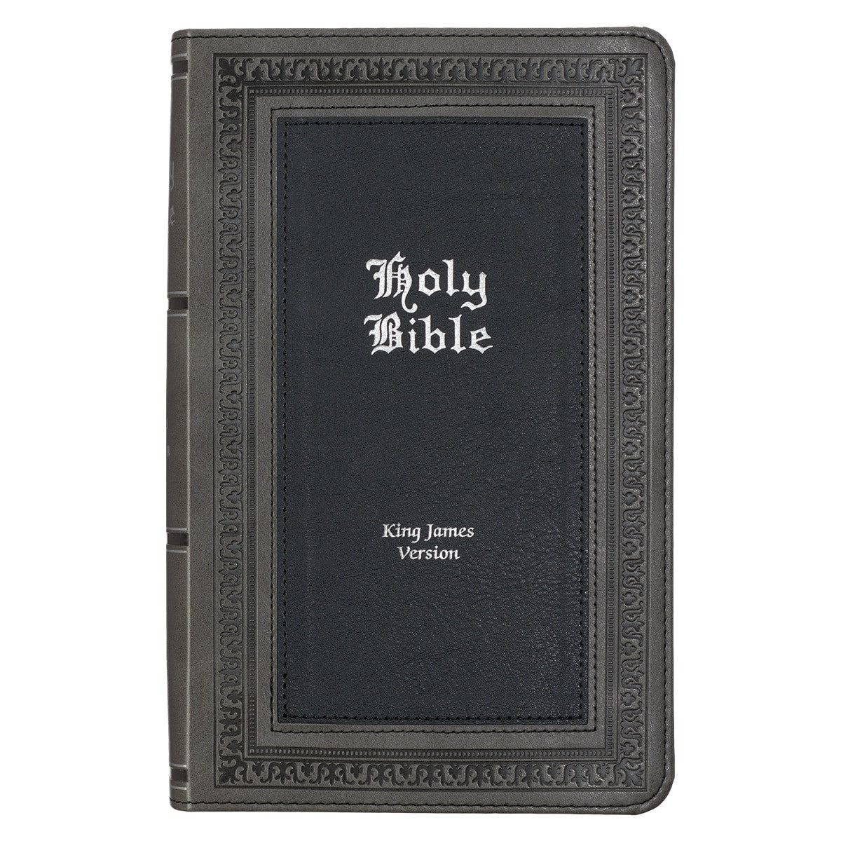 KJV Giant Print Bible-Gray/Black Faux Leather