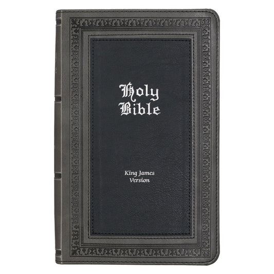 KJV Giant Print Bible-Gray/Black Faux Leather