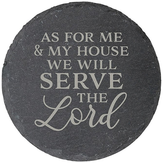 Round House Coasters-Serve The Lord (Set Of 4) (4")