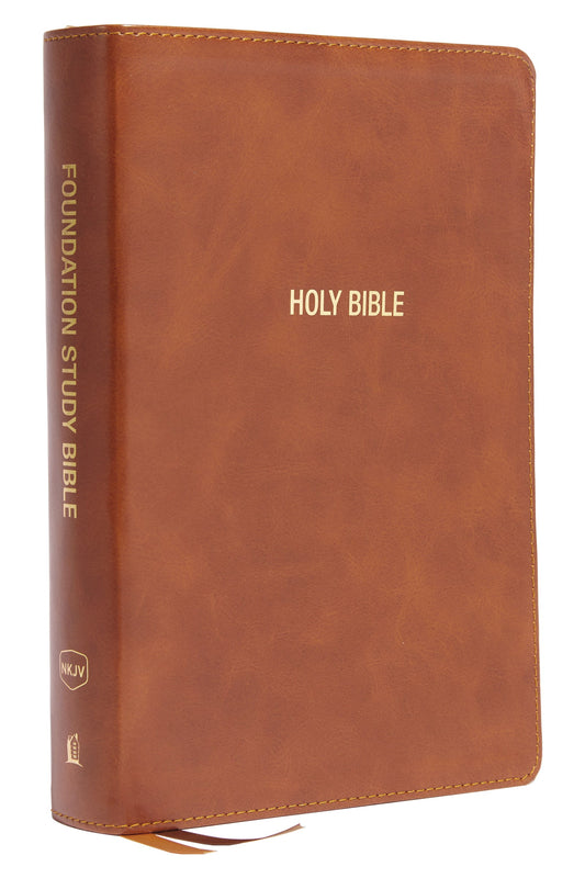 NKJV Foundation Study Bible/Large Print (Comfort Print)-Brown Leathersoft Indexed