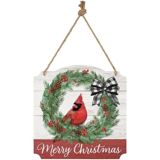 Wall Sign-Merry Christmas Cardinal (12" x 12")