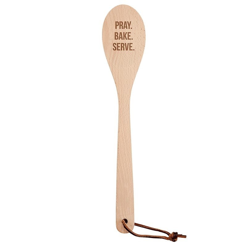 Wooden Spoon w/Cover-Pray. Bake. Serve.