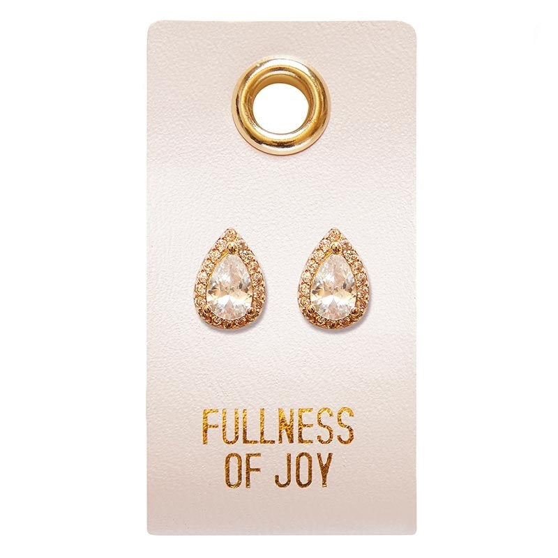 Earrings-Fullness Of Joy/Droplet Studs On Leather Tag