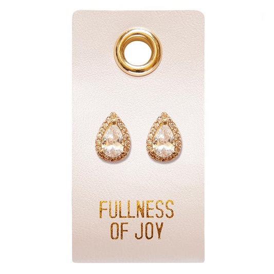 Earrings-Fullness Of Joy/Droplet Studs On Leather Tag