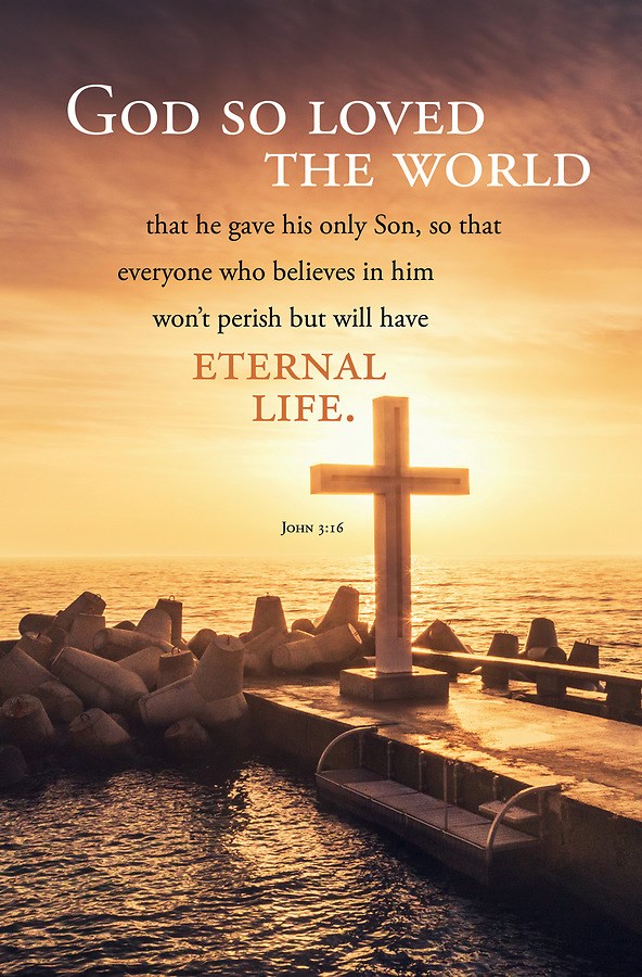 Bulletin-God So Love the World/Cross On Ocean Pier (John 3:16) (Pack Of 100)