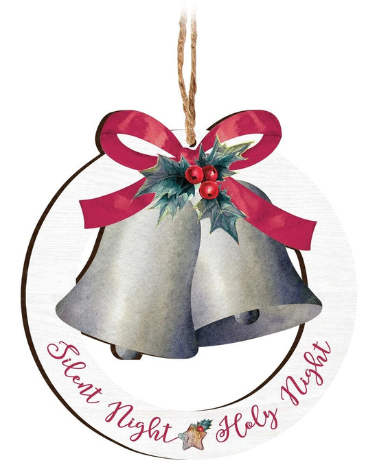 Ornament-Silent Night Holy Night/Bells (4.25" x 4.5")