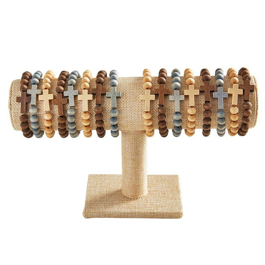 Wood Bead Bracelet Filled Display (36 Assorted Bracelets)