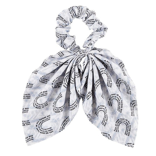 Scrunchie-Romans 8:28-Grey/White (22-24"D x 3.5"W)